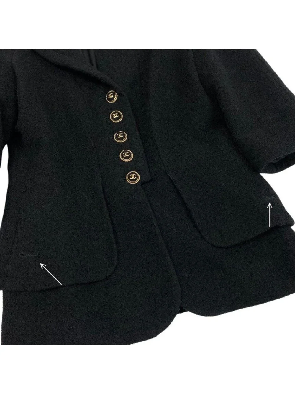 Chanel Cropped Tweed Jacket CC Logo 38 Black